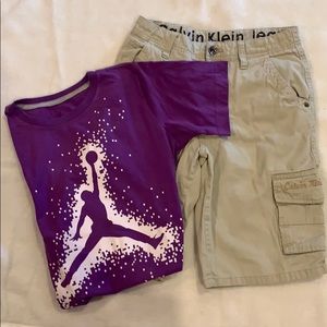 Boys Jordan Tee & CK Cargo Shorts